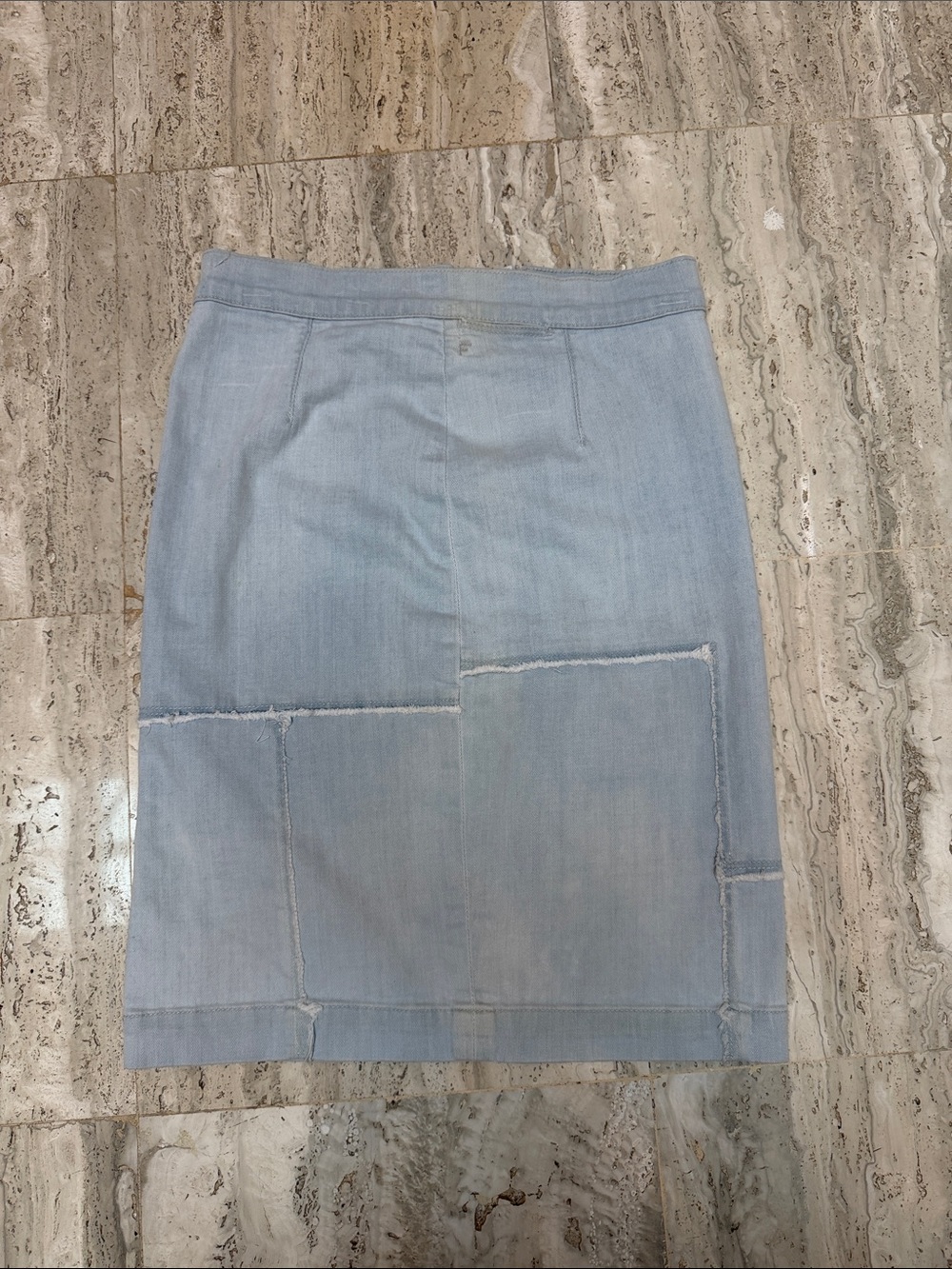 Frame Denim Light Blue Patchwork Midi Pencil Skirt